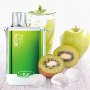 HQD NOOK Green Apple Kiwi – Ein erfrischendes E-Liquid mit dem fruchtigen Geschmack von grünen Äpfeln und exotischen Kiwis, ideal für ein süß-säuerliches Dampferlebnis, jetzt bei kiosk24-neuisenburg erhältlich.