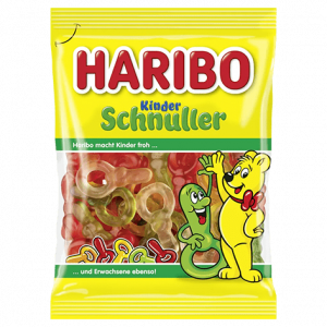 Haribo Kinder-Schnuller – Süße, fruchtige Gummibonbons in der Form von Schnullern, die für einen lustigen und leckeren Genuss sorgen, jetzt bei kiosk24-neuisenburg erhältlich.