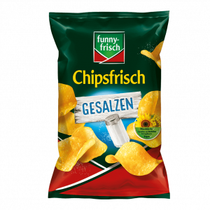Funny Frisch Chips Gesalzen – Knusprige, perfekt gesalzene Chips mit einem klassischen, herzhaften Geschmack, jetzt bei kiosk24-neuisenburg erhältlich.