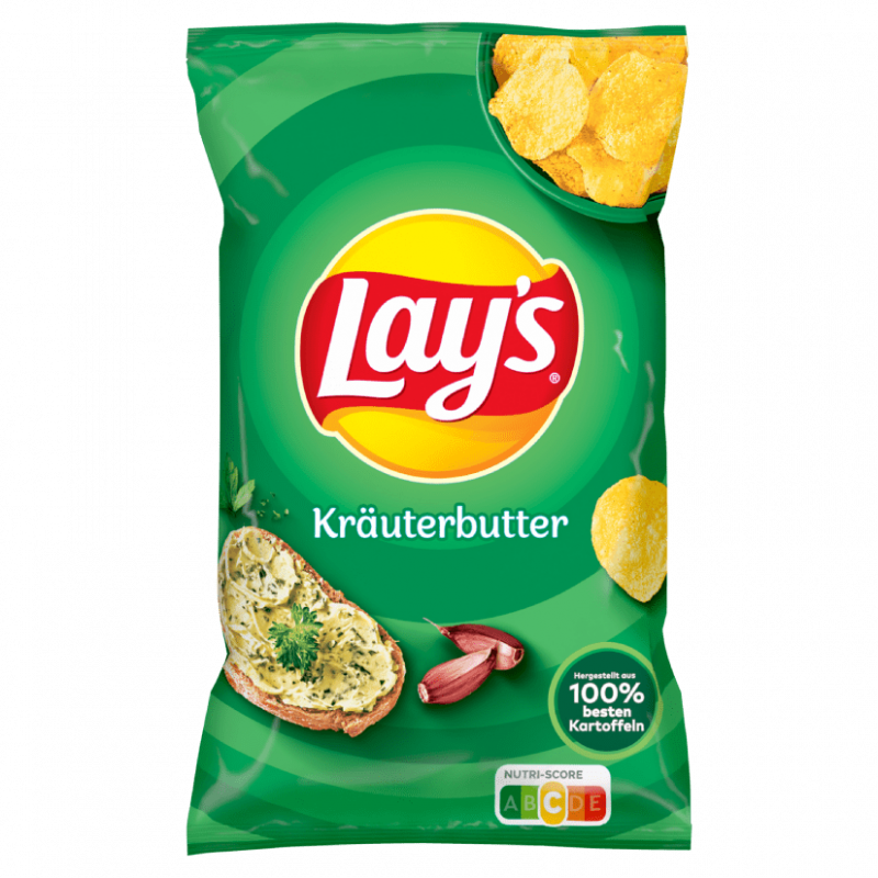Lay's Classic Kräuterbutter Chips – Knusprige Chips mit dem aromatischen Geschmack von Kräuterbutter, die ein wahres Geschmackserlebnis bieten, jetzt bei kiosk24-neuisenburg erhältlich.