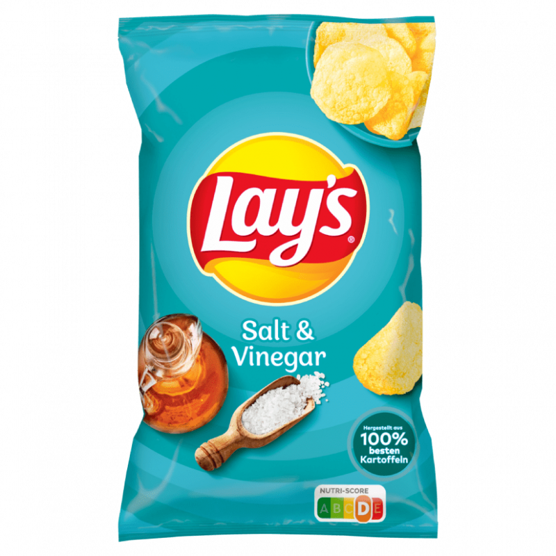 Lay's Classic Chips Salt & Vinegar – Knusprige Chips mit einer intensiven Kombination aus Salz und Essig für einen erfrischend säuerlichen Geschmack, jetzt bei kiosk24-neuisenburg erhältlich.
