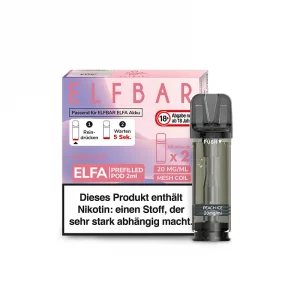 Bild: Elfbar ELFA Pods 2er Set - Peach Ice – Süßer Pfirsichgeschmack kombiniert mit einer erfrischenden Mentholnote in einem praktischen Pod.
