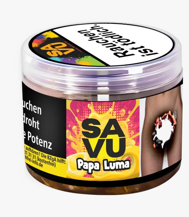 Shisha Tabak Savu - Papa Luma (200g) – Kräftiger und fruchtiger Tabak für ein einzigartiges Shisha-Erlebnis.